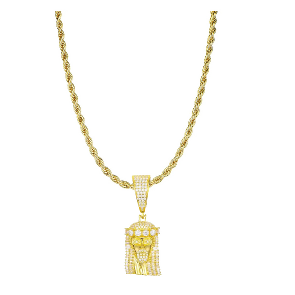 ROPE 925 + PENDANT JESUS 925 (MOISSANITE)