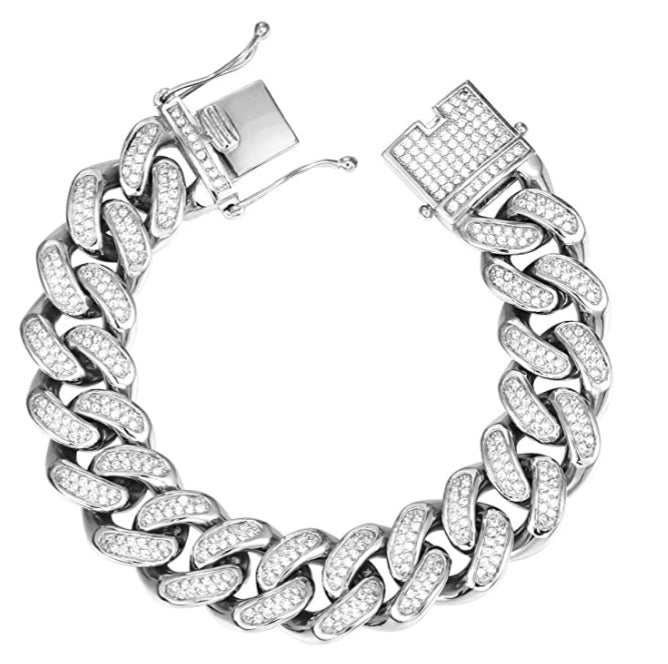 KATERIN – Pulsera Cubana ICE en PLATA 925 