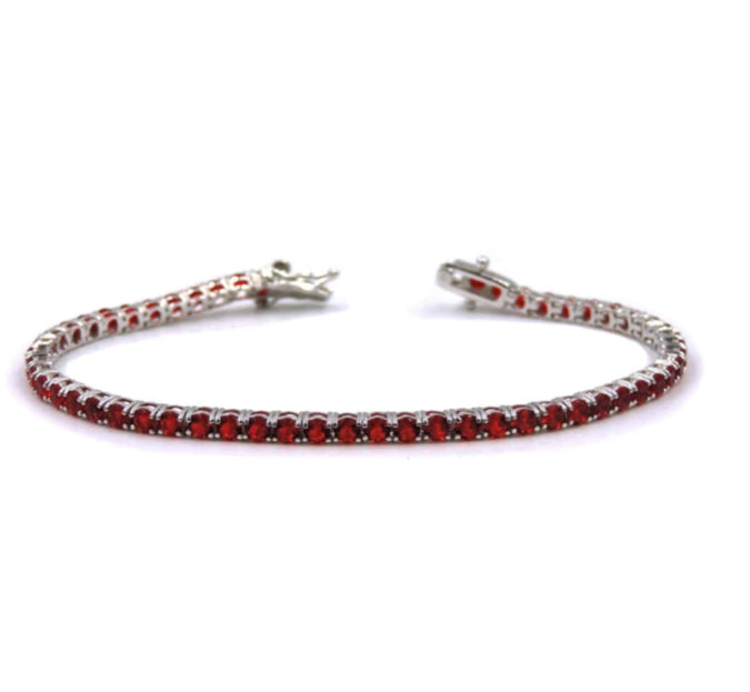 KATERIN – Bracciale Tennis in Argento 925 con Zirconi Rossi