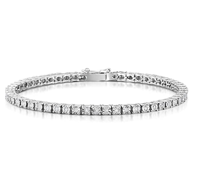 KATERIN – Bracciale Tennis in Argento 925 Rodiato con Zirconi Bianchi Taglio Diamante, Classico Eterno Uomo Donna MADE IN ITALY