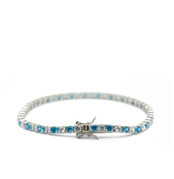 BRACCIALE TENNIS BIANCO & AZZURRO ARGENTO 925 (3MM)