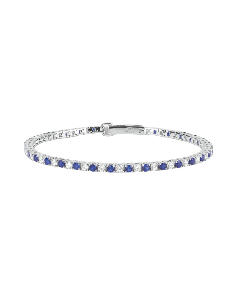 BRACCIALE TENNIS, ARGENTO 925 BLU - BIANCO