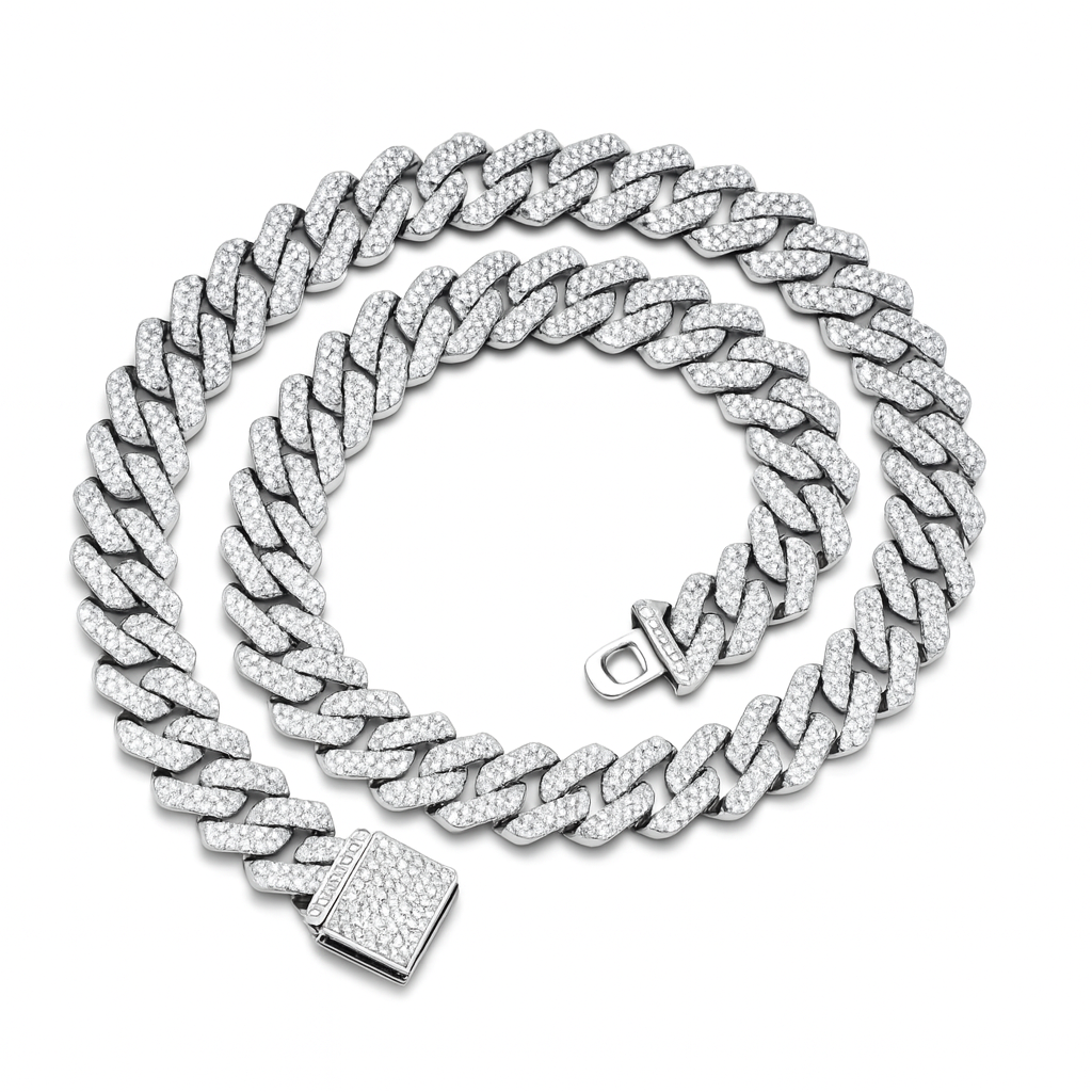 CUBAN CHAIN "FORME" SILVER 925 - MOISSANITE