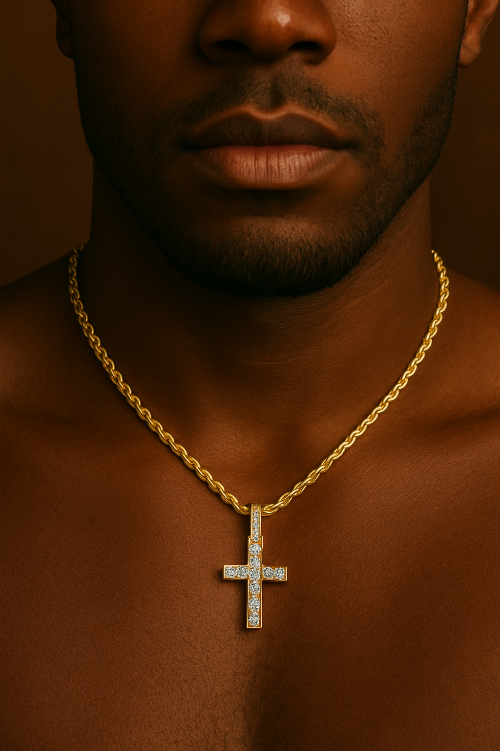 Croce “ICE GOLD” Acciaio inossidabile