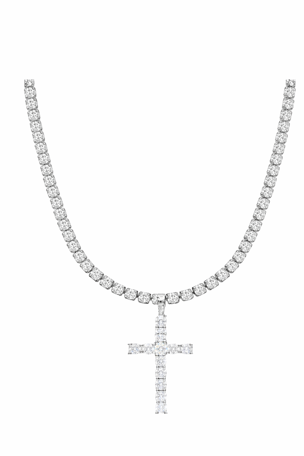 Collana Tennis + Croce “ICE” ACCIAIO INOSSIDABILE