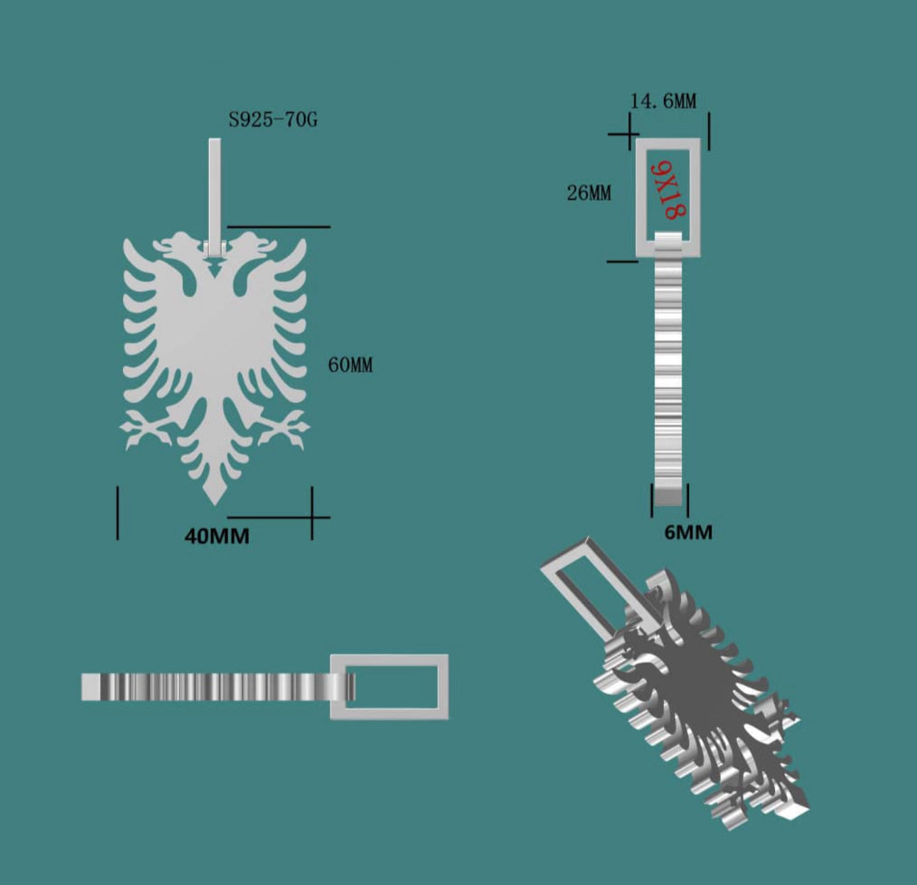 Ciondolo "ALBANIA DRIP" Silver 925 - Moissanite